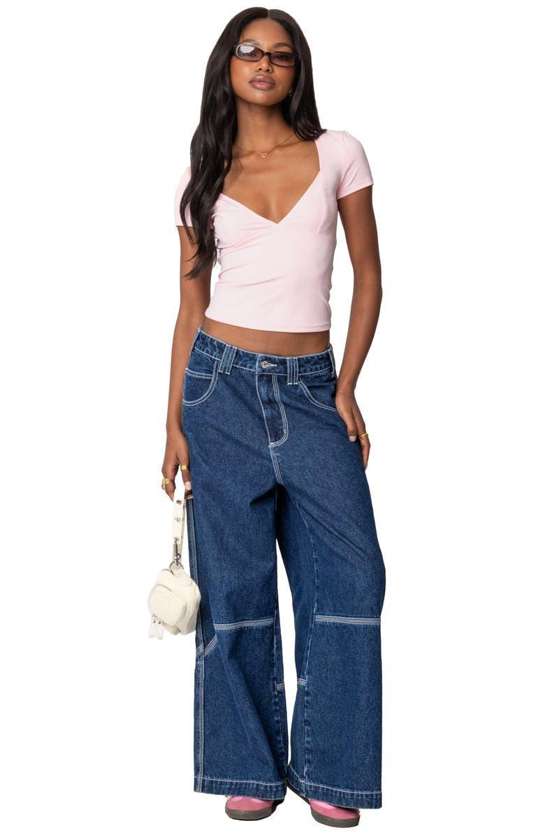 EDIKTED Katia V-Neck Top, Alternate, color, Pink