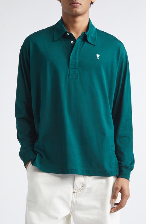 Ami de Coeur Embroidered Long Sleeve Cotton Polo