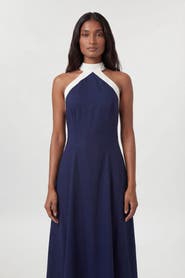 Karen Millen Linen Halter Maxi Dress