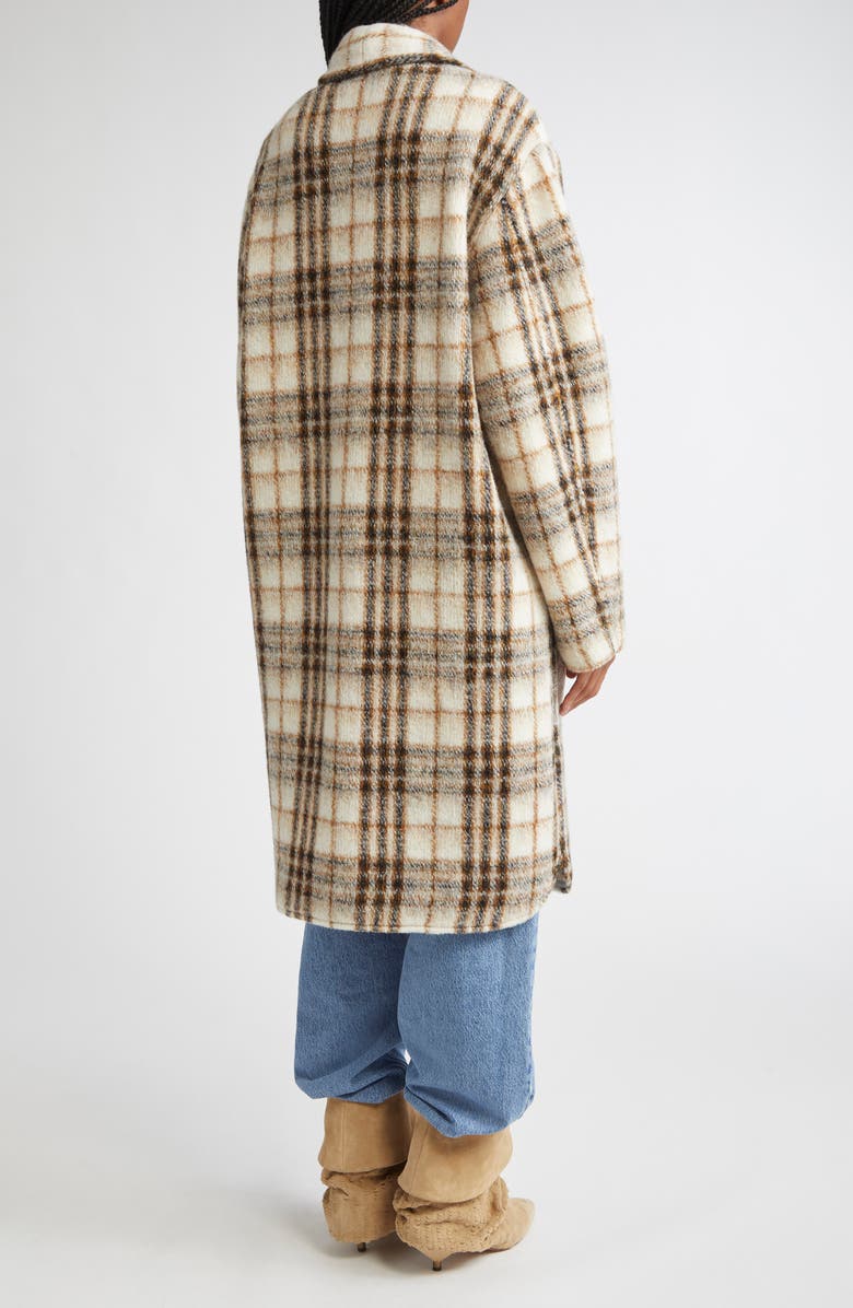 Isabel Marant Étoile Gabriel Plaid Wool Blend Coat, Alternate, color, Ecru
