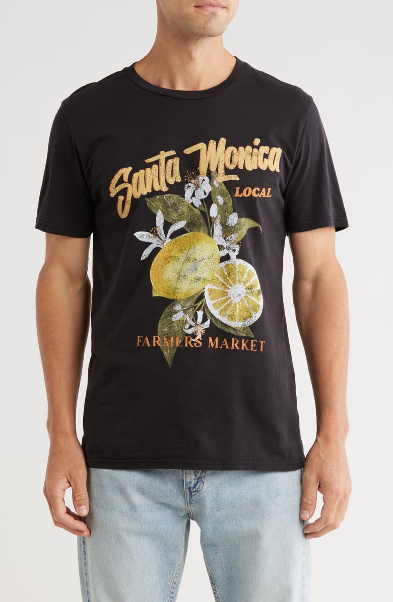 Goodie Two Sleeves Santa Monica Cotton Graphic Print T-Shirt, Main, color, Black