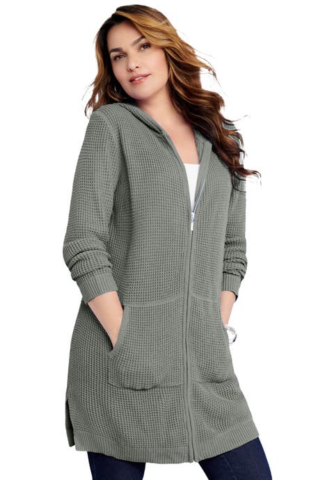 Waffle Mega Length Zip Hoodie (Plus)