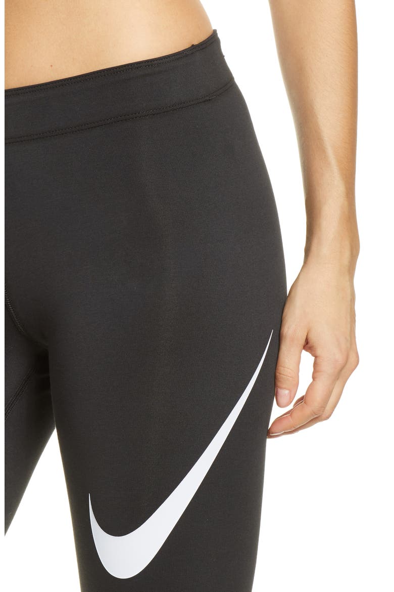Sportswear Legasee Swoosh Graphic Leggings, Alternate, color, BLACK/ WHITE