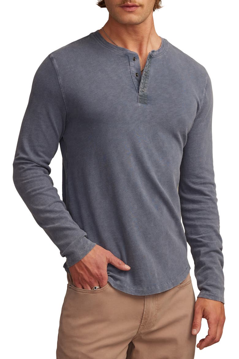 Weekend Long Sleeve Slubbed Henley, Main, color, FLINT STONE