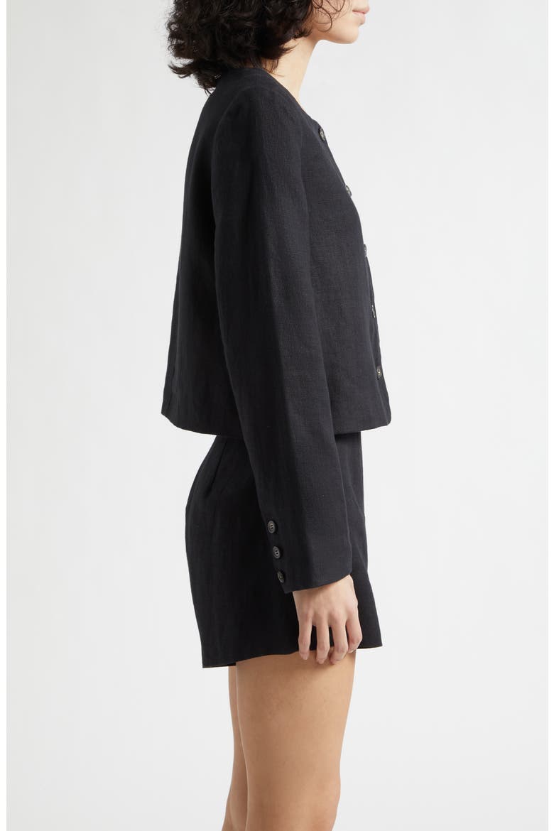 Emma Boxy Linen Jacket, Alternate, color, BLACK