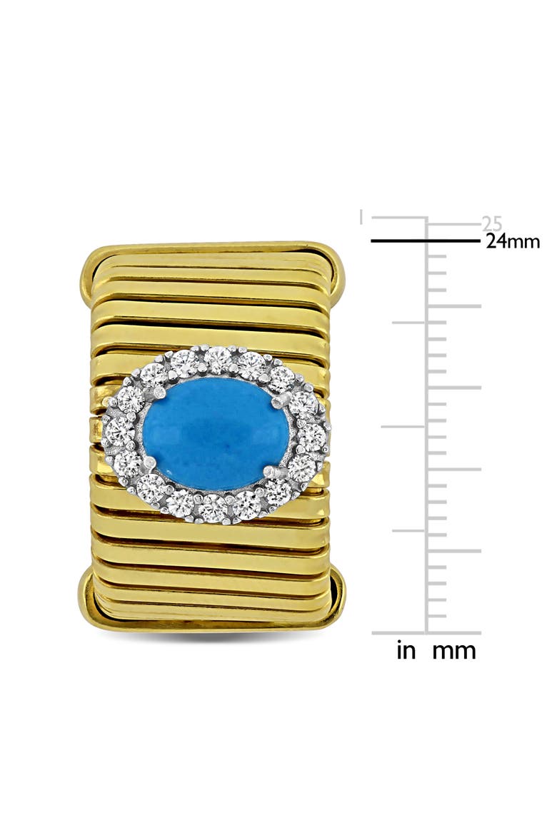 Turquoise & Cubic Zirconia Hoops Earrings, Alternate, color, Turquoise