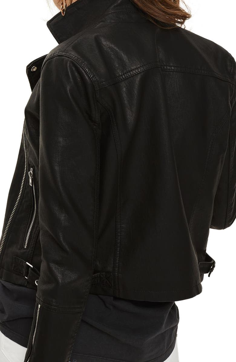 Topshop Daze Faux Leather Biker Jacket, Alternate, color, 