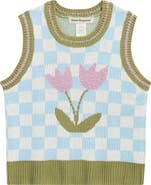 Cotton Emporium Kids' Check Floral Sweater Vest