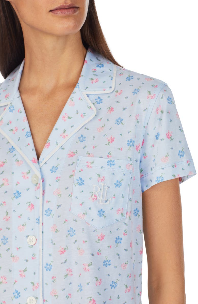 Lauren Ralph Lauren Floral Print Cotton Blend Short Pajamas, Alternate, color,
