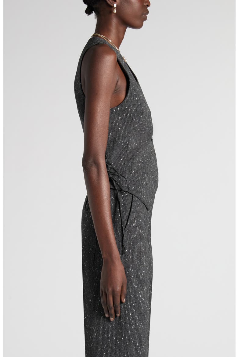 Lace-Up Wool Blend Slub Vest, Alternate, color, GREY