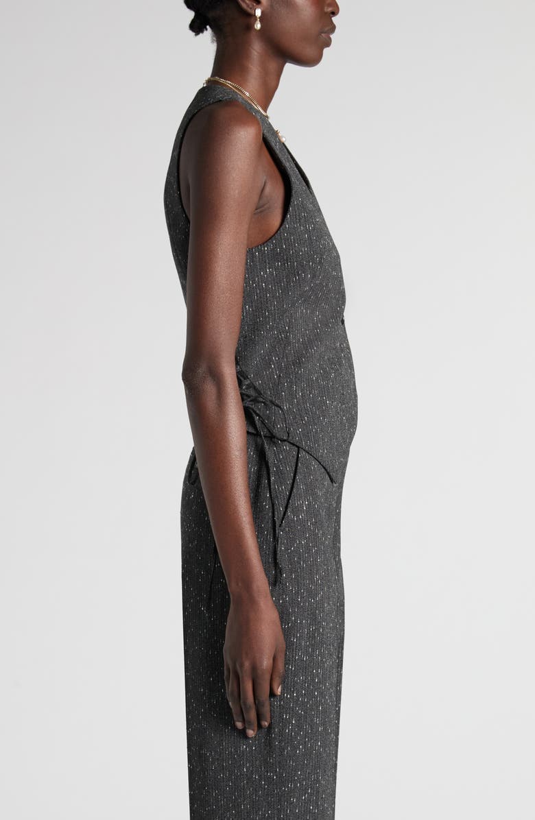 McQueen Lace-Up Wool Blend Slub Vest, Alternate, color, Grey