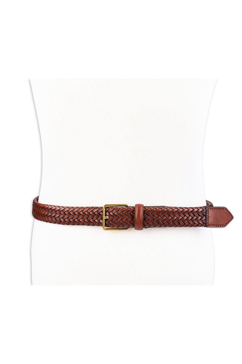 Woven Leather Belt, Alternate, color, WOODBURY