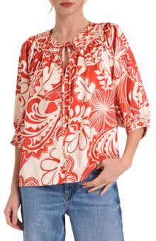 Katari Floral Three Quarter Sleeve Top