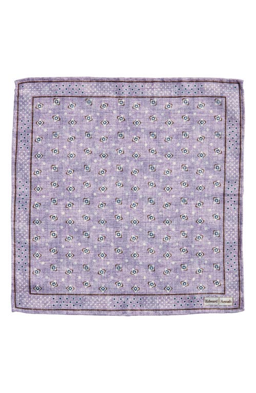 Shop Edward Armah Dot & Paisley Reversible Silk Pocket Square In Lavender