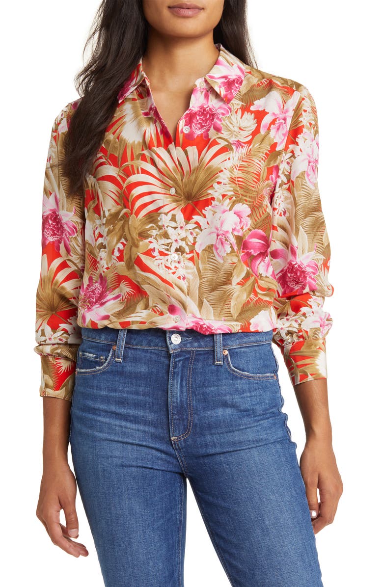 Tommy Bahama Paradise Perfect Floral Silk Shirt, Main, color, 