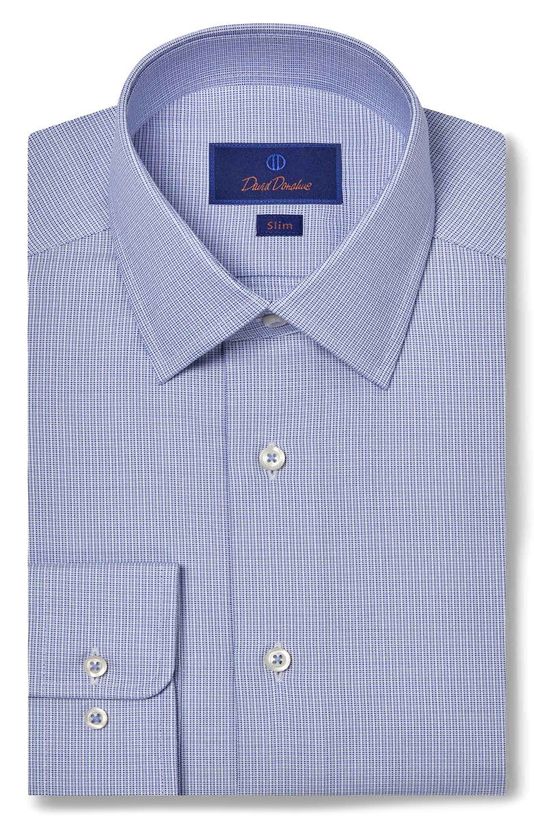 David Donahue Slim Fit Micro Dobby Cotton Dress Shirt, Main, color, 