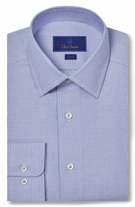 David Donahue Slim Fit Micro Dobby Cotton Dress Shirt