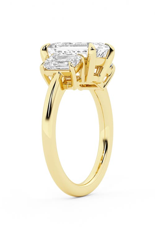 Everyday By Hautecarat Emerald-cut Lab Grown Diamond 3-stone Engagement Ring In 14k Yellow Gold