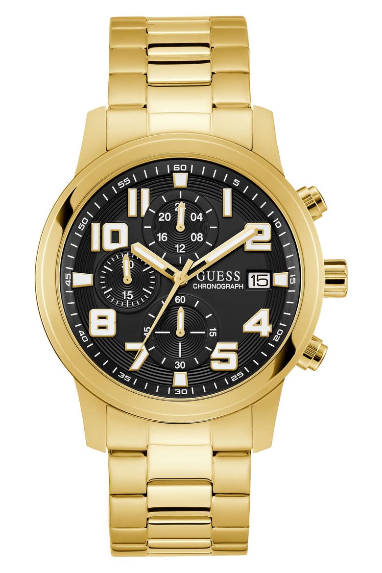 Atticus Goldtone Chronograph Bracelet Watch, 44mm, Main, color, GOLD