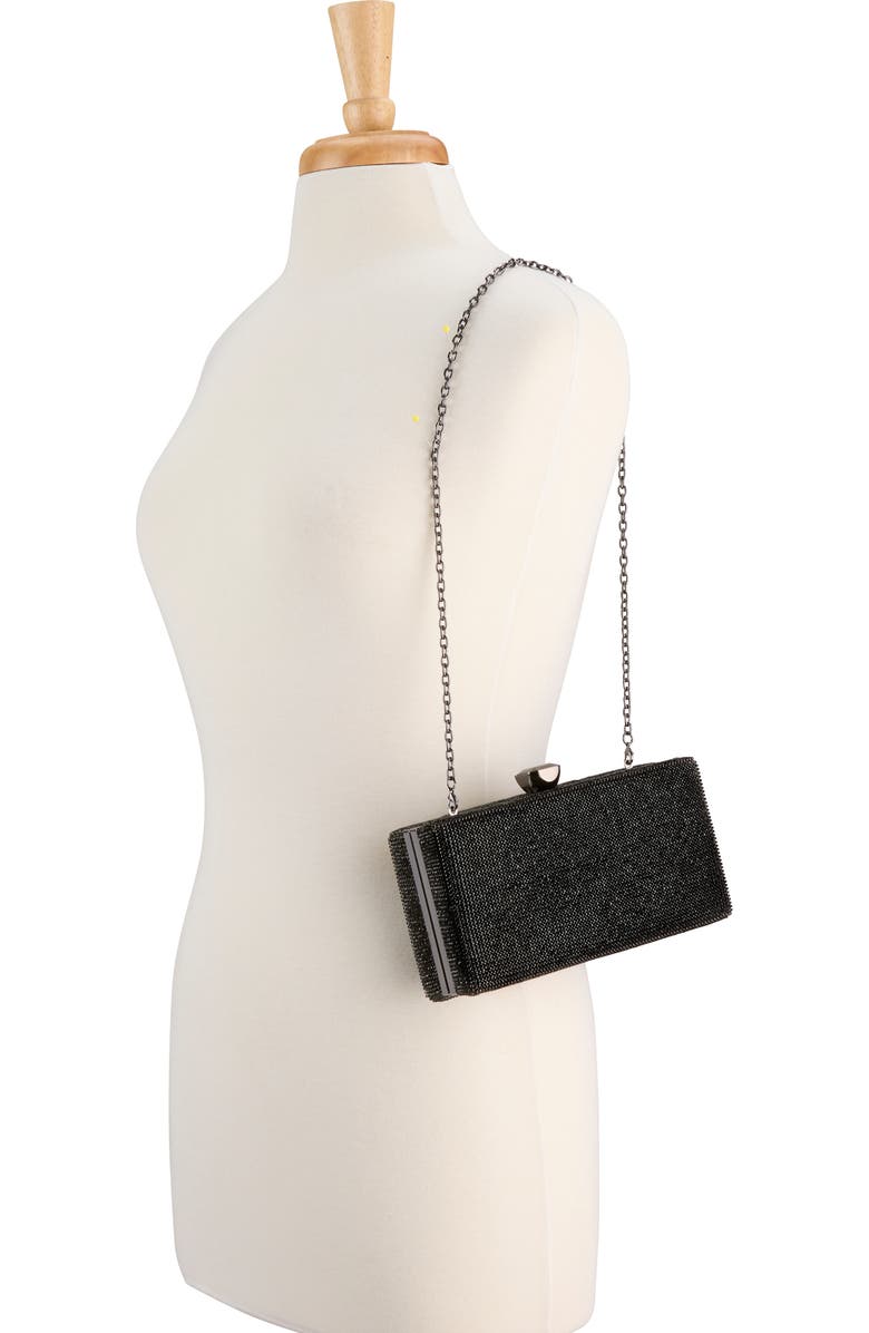 Whiting & Davis Olivia Crystal Top Minaudiere, Alternate, color, Black