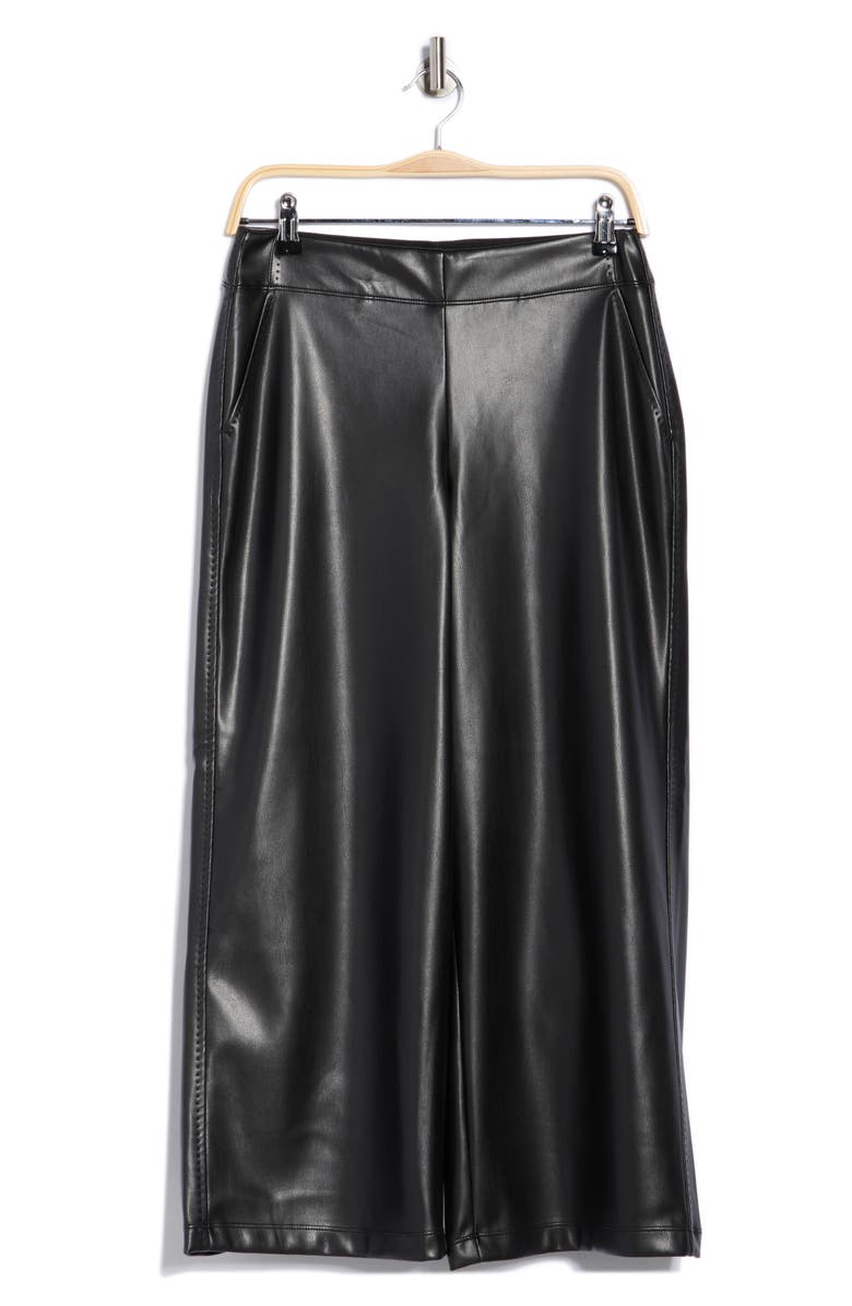 MAX STUDIO Faux Leather Crop Wide Leg Pants, Alternate, color, Black