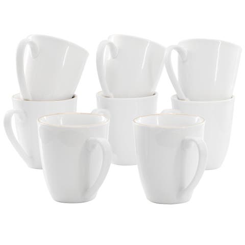 Ogalla 8 Piece 12 Ounce Gold Banded Fine Ceramic Mug Set