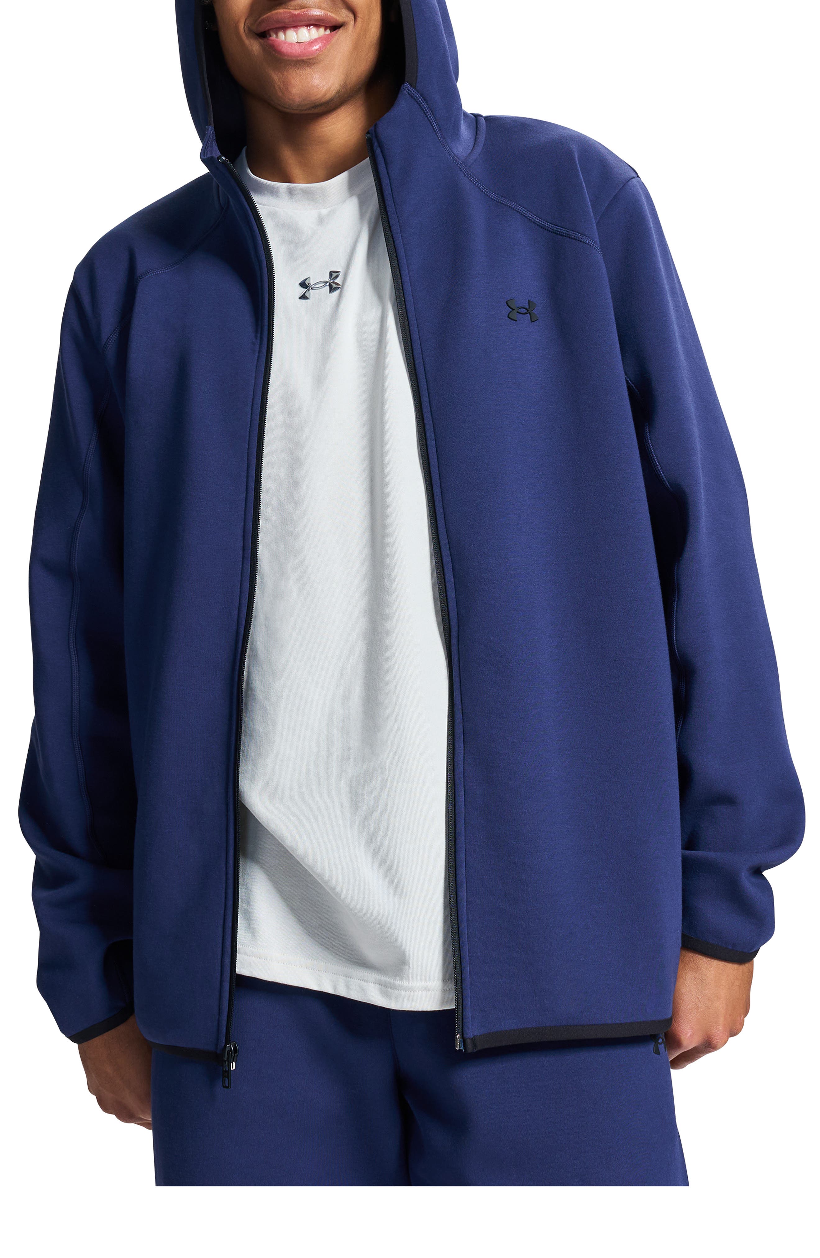 Under Armour Unstoppable Full Zip Hoodie In Midnight Navy/black