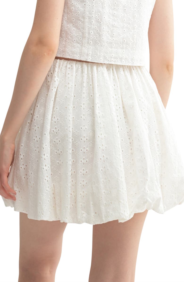 All in Favor Cotton Eyelet Bubble Miniskirt, Alternate, color, Off White