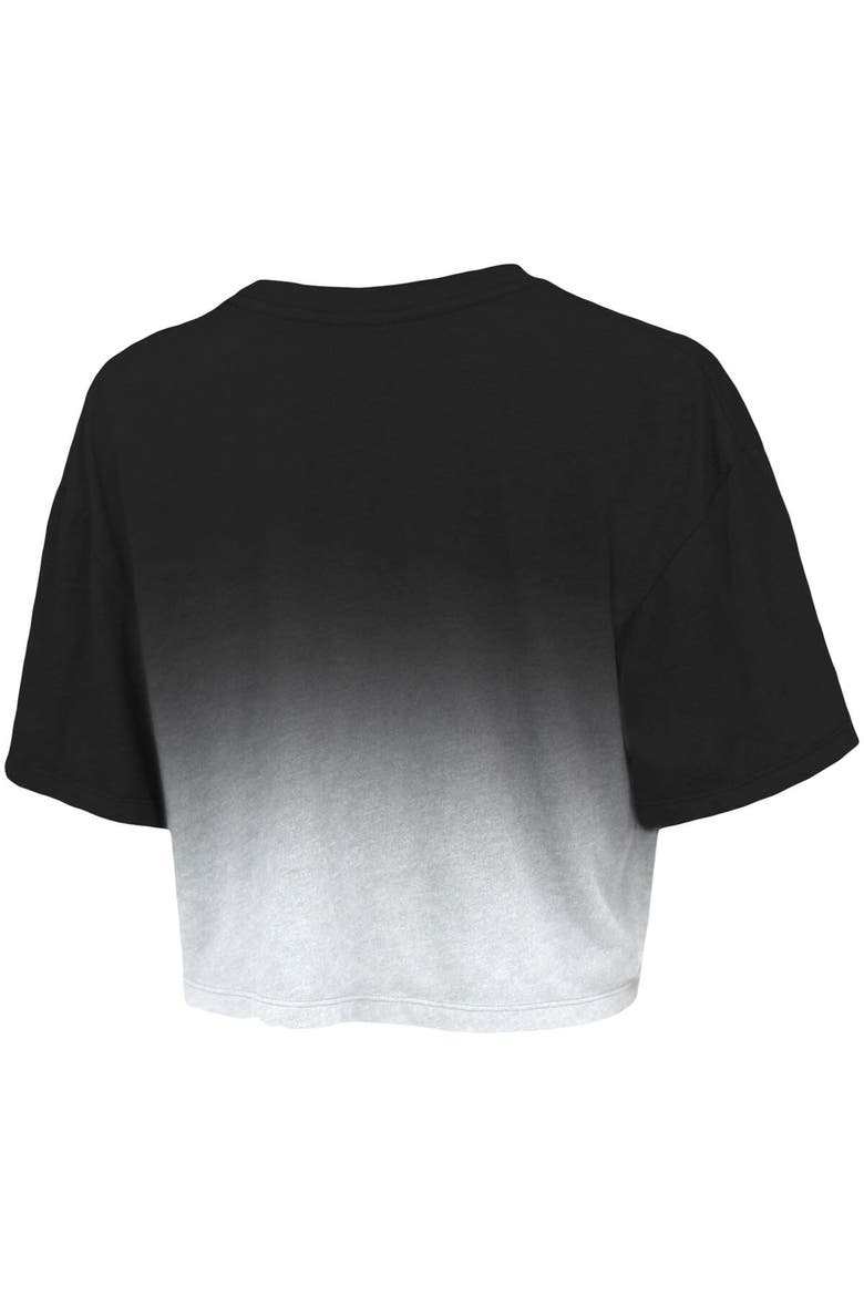 Women's Majestic Threads Black/White Brooklyn Nets Dirty Dribble Tri-Blend Cropped T-Shirt, Alternate, color, Black