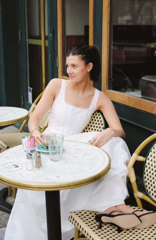 Shop Wayf X Styled By Coco! Selene Lace Trim Stretch Cotton Midi Dress