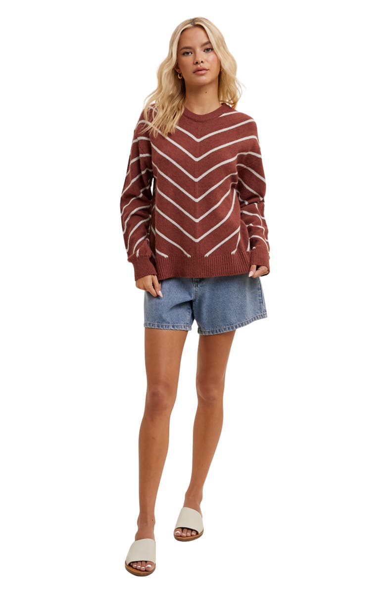 WISHLIST Chevron Knit Pullover Sweater, Alternate, color, Brick/ Grey