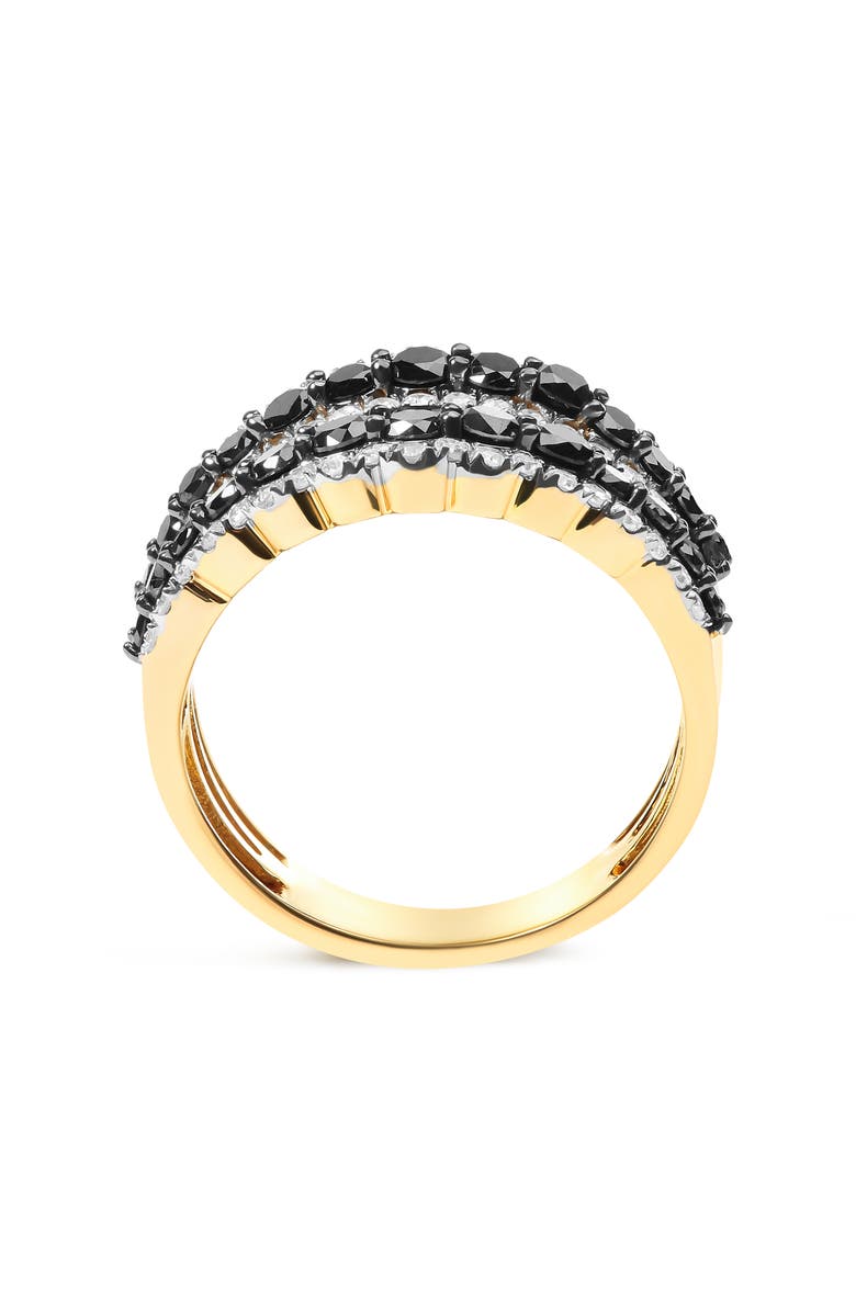 Haus of Brilliance 14K Yellow Gold Plated Silver 1 3/4 Cttw Black and White Diamond Multi Row Band Ring, Alternate, color, Yellow Gold Over Silver