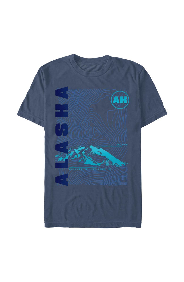 Lost Gods Men's Lost Gods Alaska Coordinates Poster  Graphic T-Shirt, Alternate, color, Denim