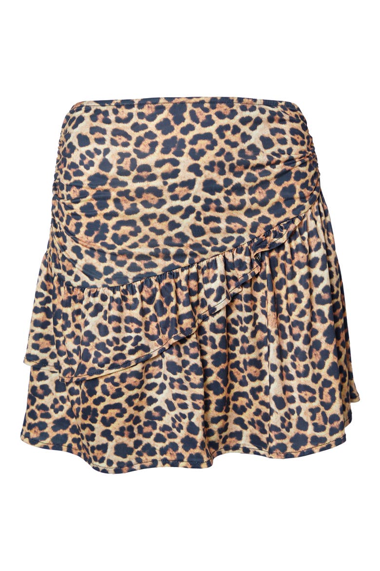 Leopard Print Ruffle Miniskirt, Alternate, color, LEOPARD