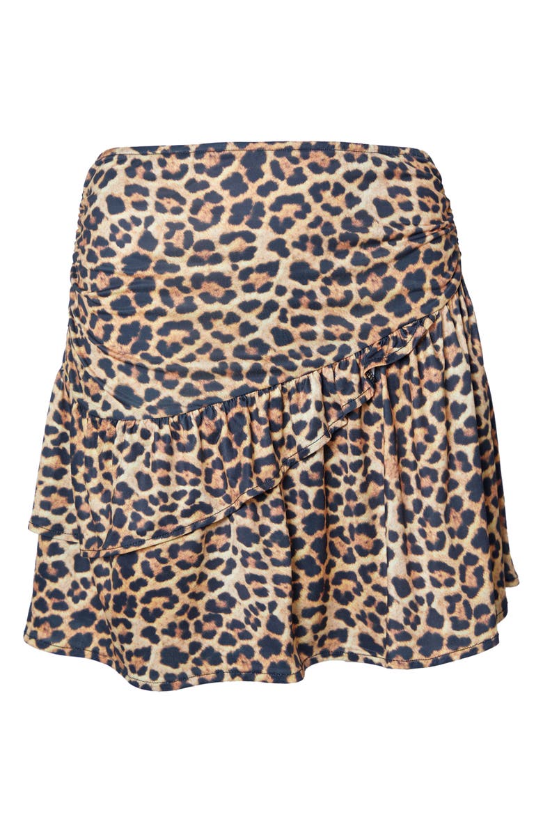 NASTY GAL Leopard Print Ruffle Miniskirt, Alternate, color, Leopard