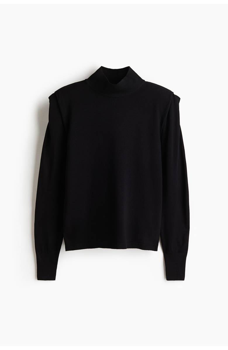 H&M Fine-knit Turtleneck Top, Main, color, Black