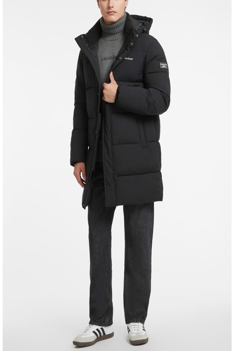 Mid Length Hooded Puffer Coat, Alternate, color, JBLACK-BLACK