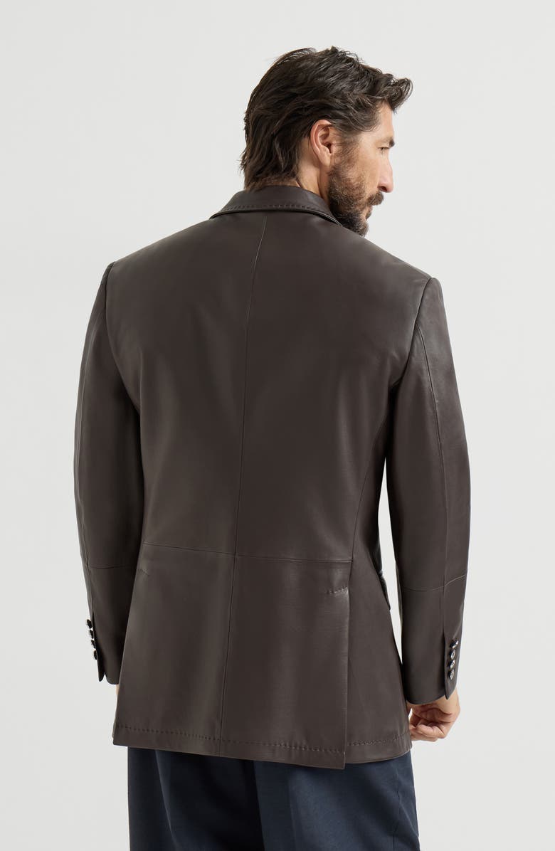 Brunello Cucinelli Calfskin blazer, Alternate, color, Chocolate