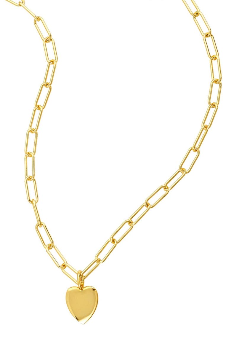 Paperclip Heart Pendant Necklace, Main, color, YELLOW