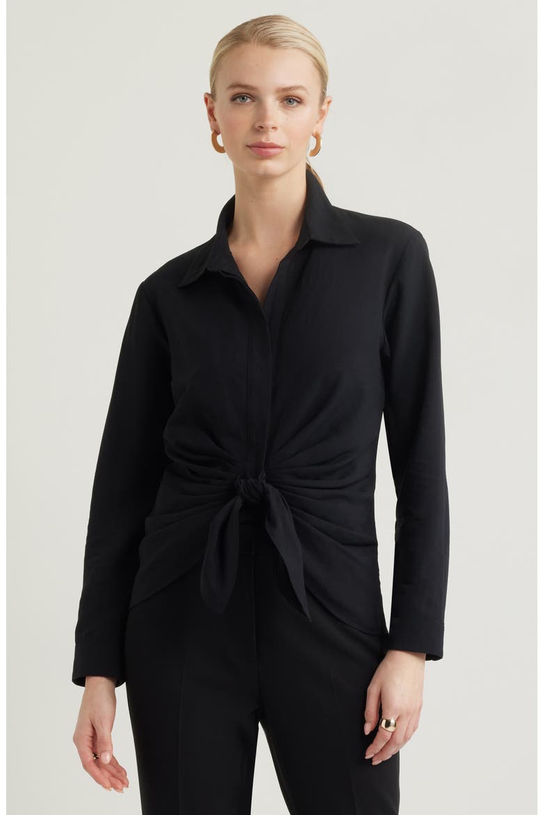 Tie Front Shirt, Main, color, BLACK