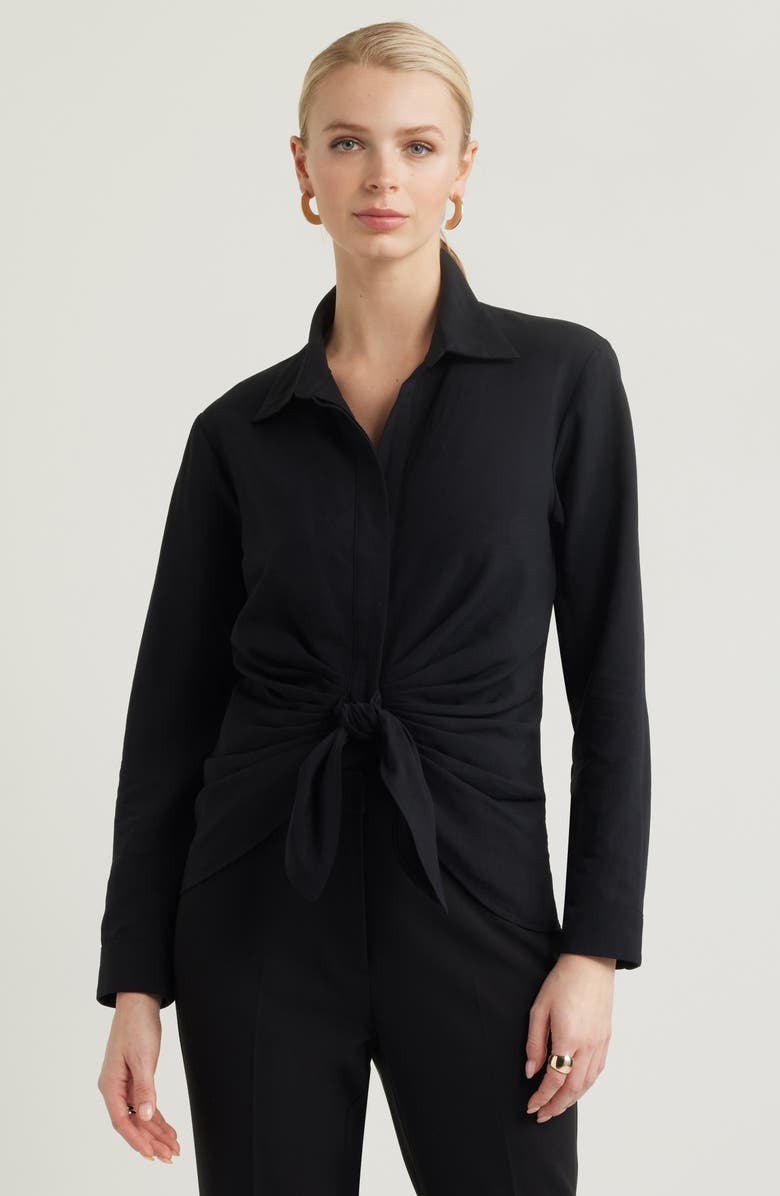 Nordstrom Tie Front Shirt, Main, color, Black