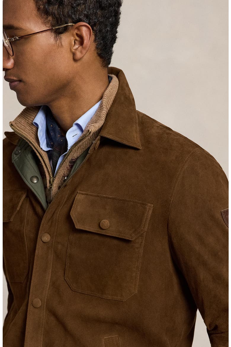 Reversible Goat Suede Shirt Jacket, Alternate, color, BRWN/ OLVE