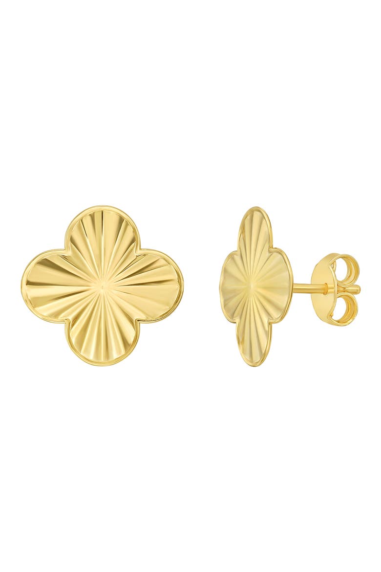 14k Gold Diamond Cut Radiant Stud Earrings, Main, color, GOLD