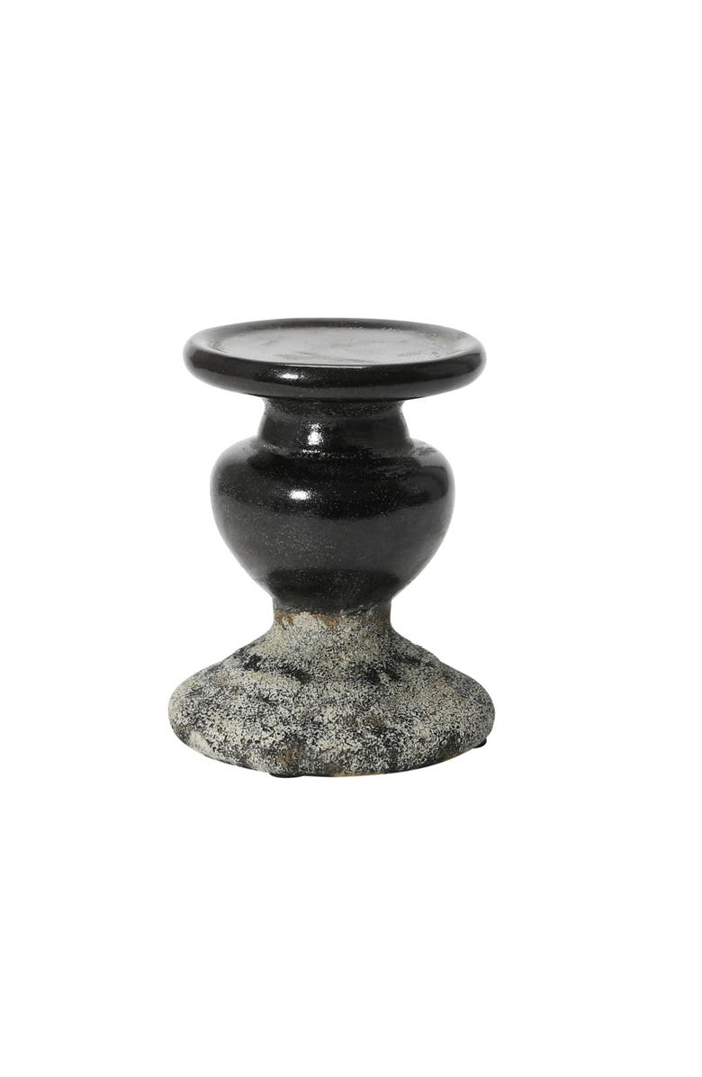 Storied Home Sculptural Pillar Candle Holder, Main, color, Black