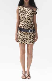 MANGO Bernie Off the Shoulder Stretch Cotton Minidress