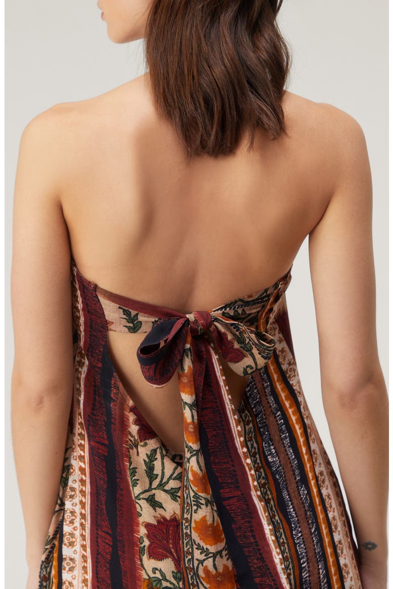 Mixed Stripe Strapless Tie Back Maxi Dress, Alternate, color, BROWN MULTI