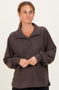 PinkBlush Brushed Knit Button Collar Pullover