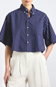 Derek Lam 10 Crosby Ember Cropped Button-Down Shirt