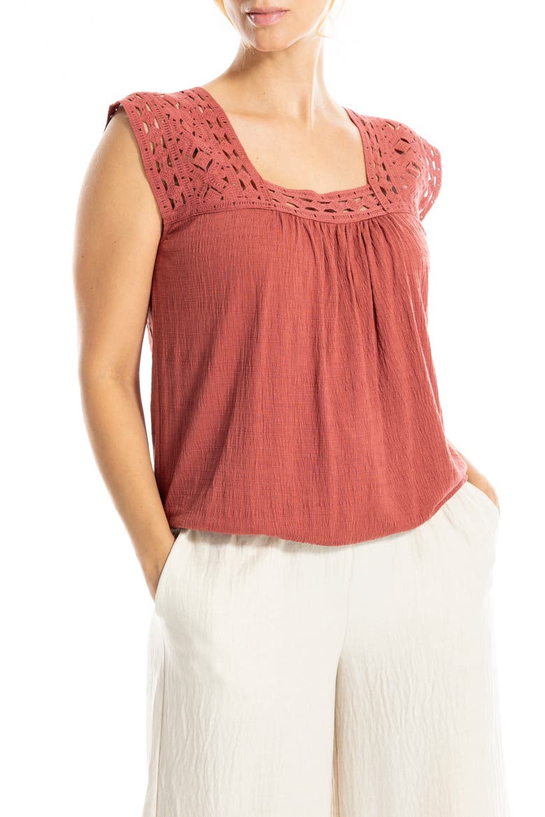 Open Stitch Square Neck Top, Alternate, color, MARSALA
