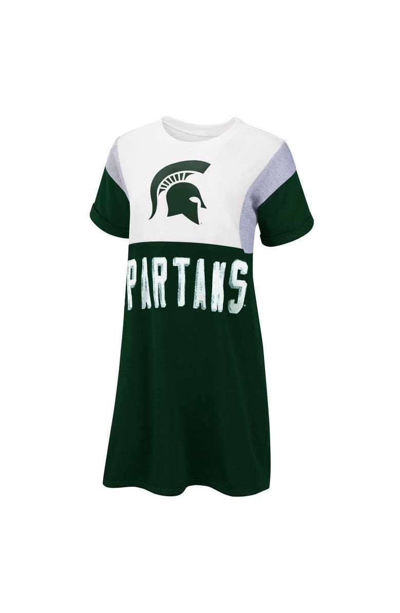 G-III 4HER BY CARL BANKS Women's G-III 4Her by Carl Banks Green/White Michigan State Spartans 3rd Down Short Sleeve T-Shirt Dress, Alternate, color, 